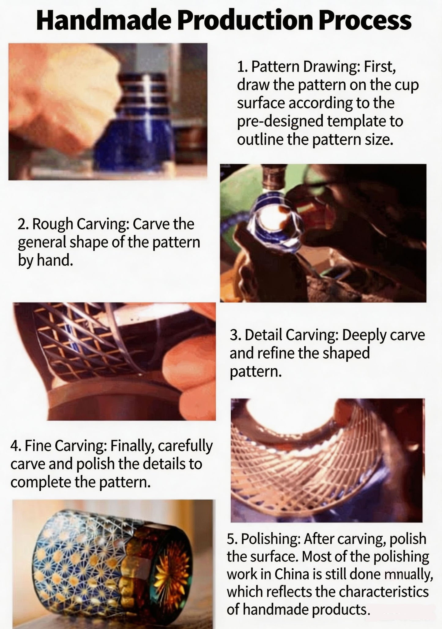 Purple Seven Treasures Pattern Edo Kiriko Crystal Glass Hand-carved Gift Mug, Oval Glass for Whisky brandy glass