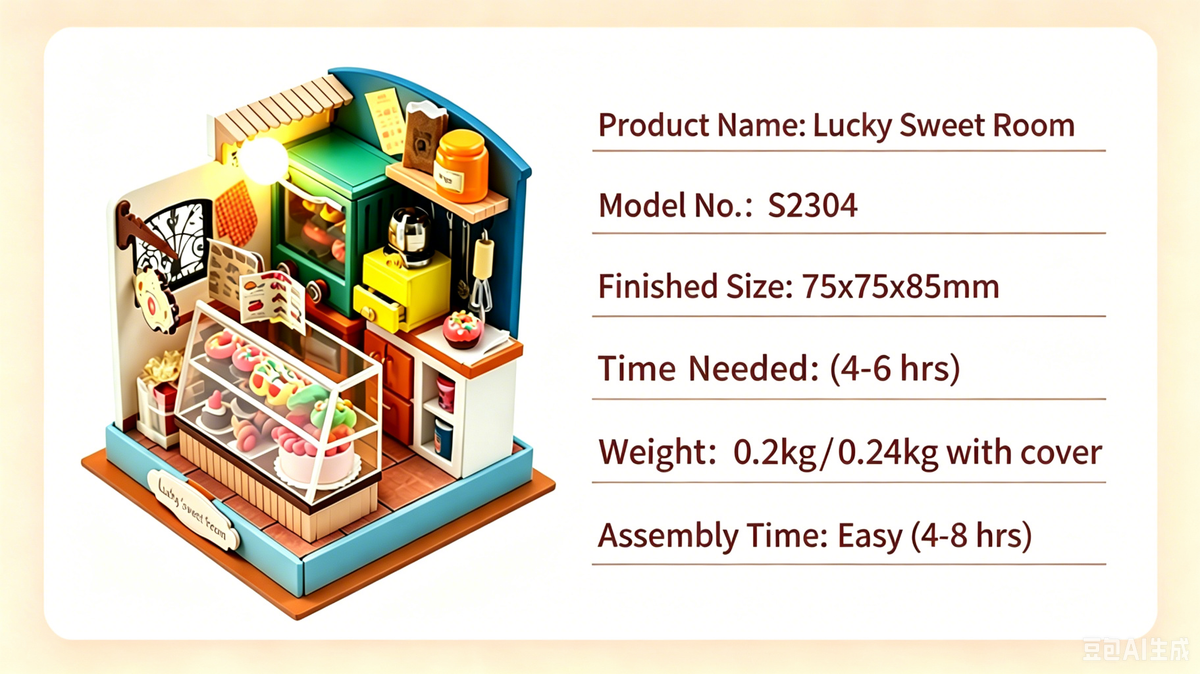 Pandafae Wooden DIY Make a wish Cake Shop House Assembly Model House Miniature Scene Ornament (Free shipping)