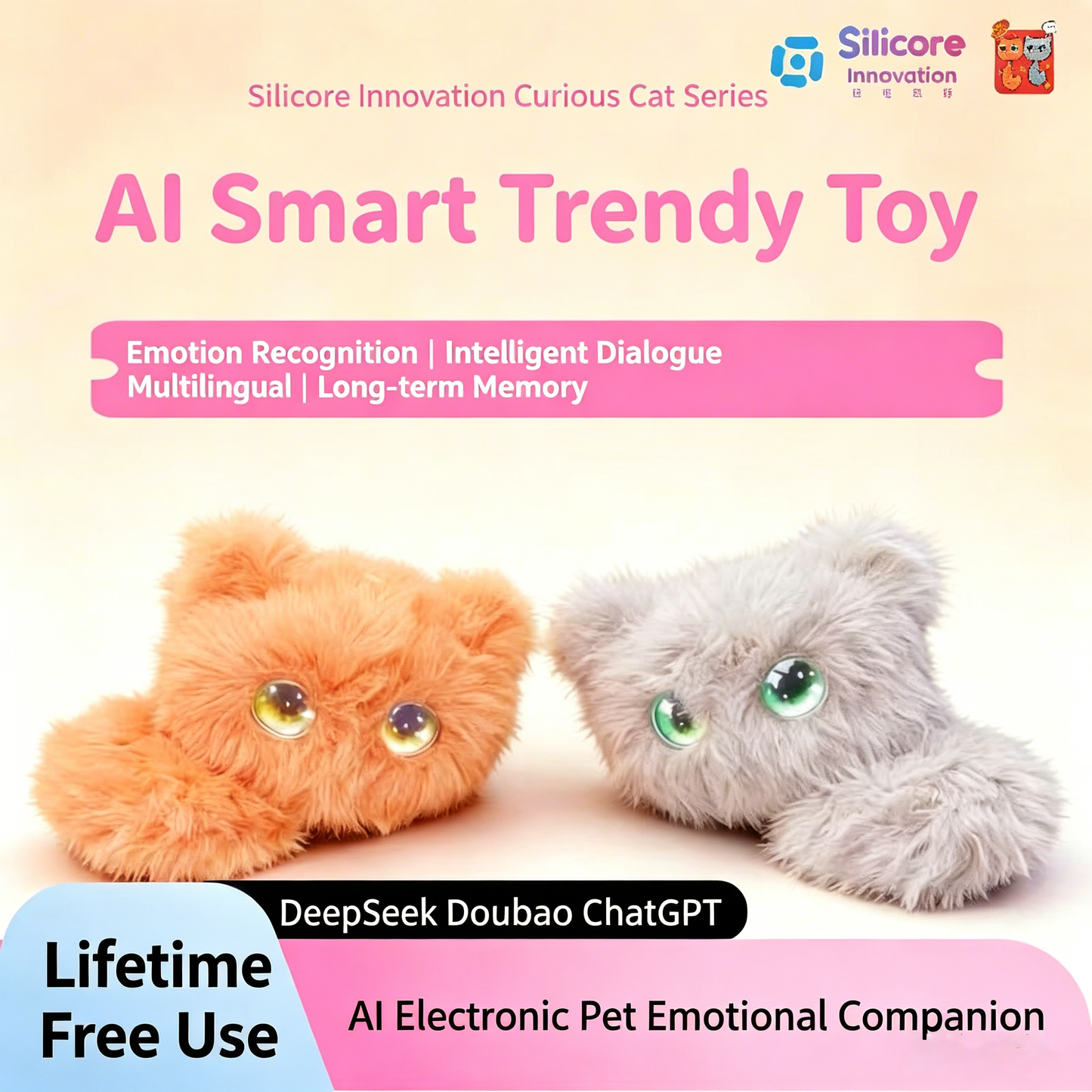 AI Plush Toy Keychain Trendy Doll Smart Chatting Curious Cat Plush Toy