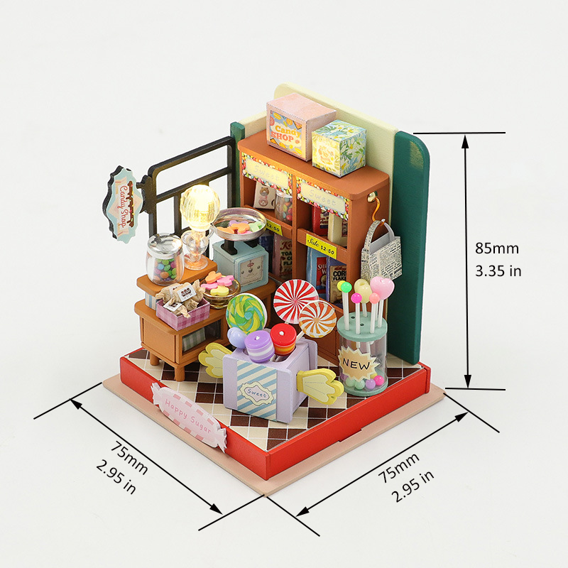 Pandafae Wooden DIY Candy House Assembly Model House Miniature Scene Ornament (Free shipping)