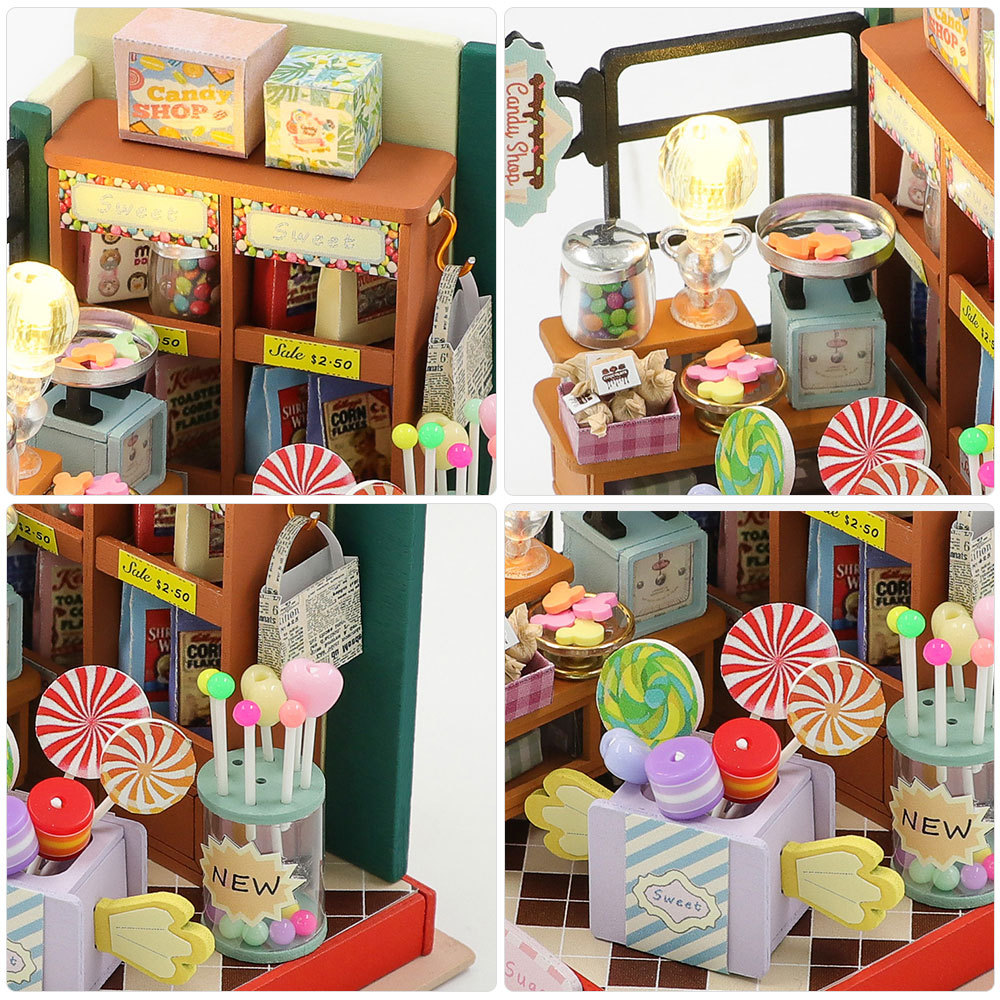Pandafae Wooden DIY Candy House Assembly Model House Miniature Scene Ornament (Free shipping)