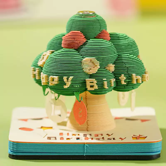 Birthday Wishing Tree 3D Paper Sculpture Sticky Notes, Tearable 3D Relief Artwork Ornament, High-Value Gift
