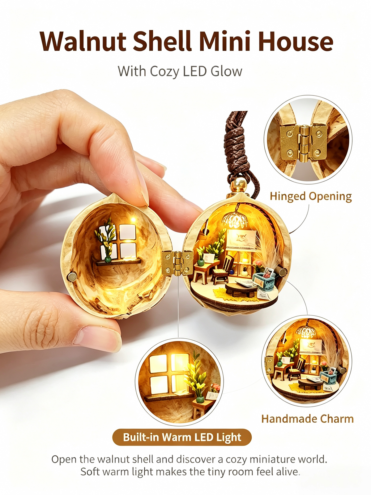 DIY Handmade walnutshellart Mini House: Surprise gift Creative Artwork Dollhouse Kit | Collectible with LED light (Free shipping)