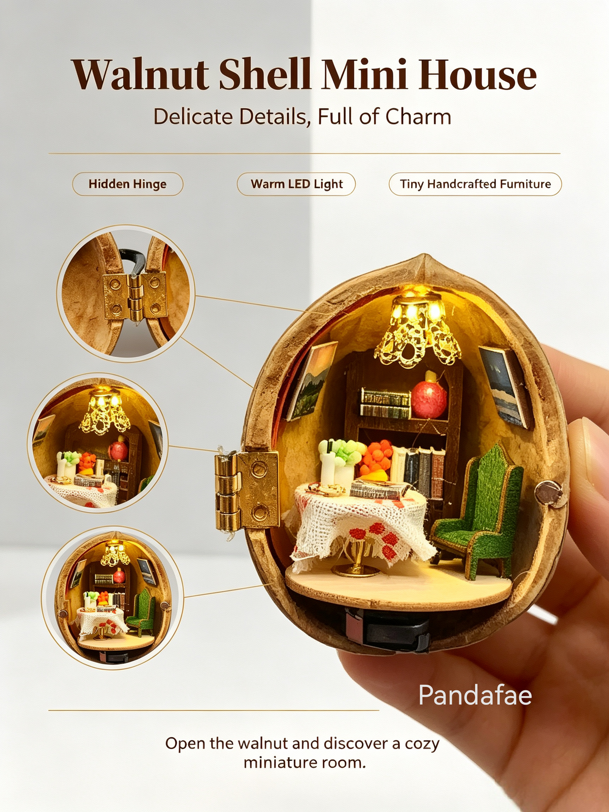 DIY walnutshellart Mini House: A Special Gift Creative Artwork Dollhouse Kit | Handmade and Collectible with LED light (Free shipping)