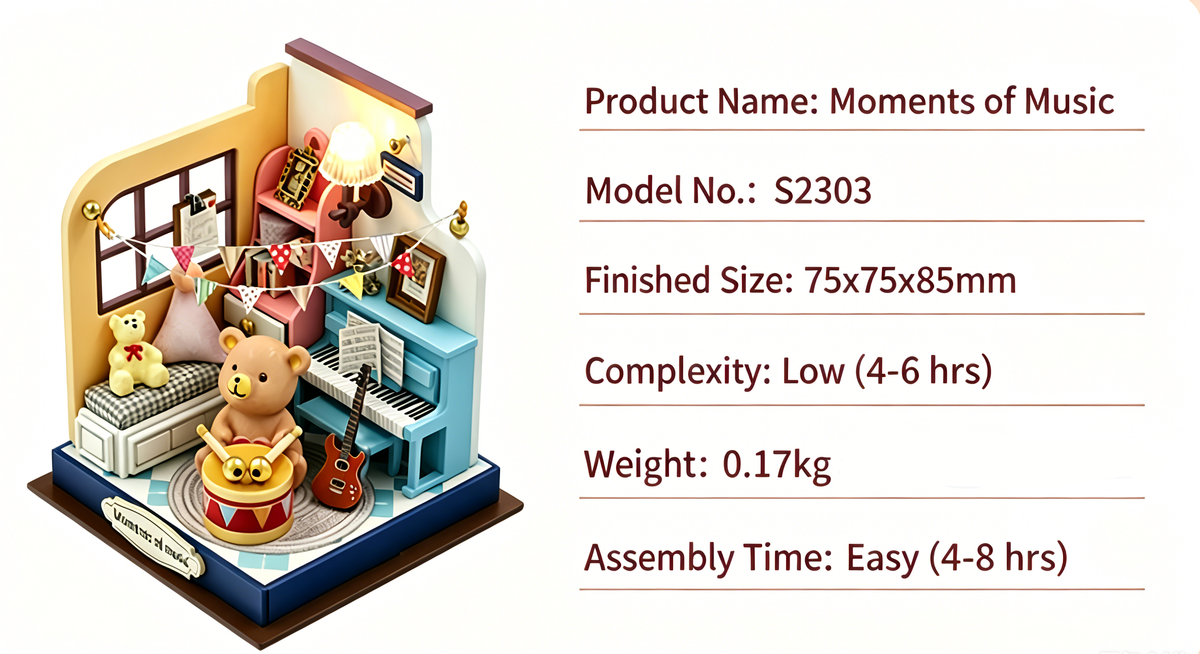 Pandafae DIY Assembled Wooden Dream Music Room Assembly Model House Miniature Scene Ornament Dollhouse Kit (Free shipping)