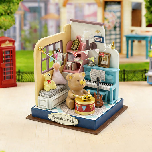 Pandafae DIY Assembled Wooden Dream Music Room Assembly Model House Miniature Scene Ornament Dollhouse Kit (Free shipping)