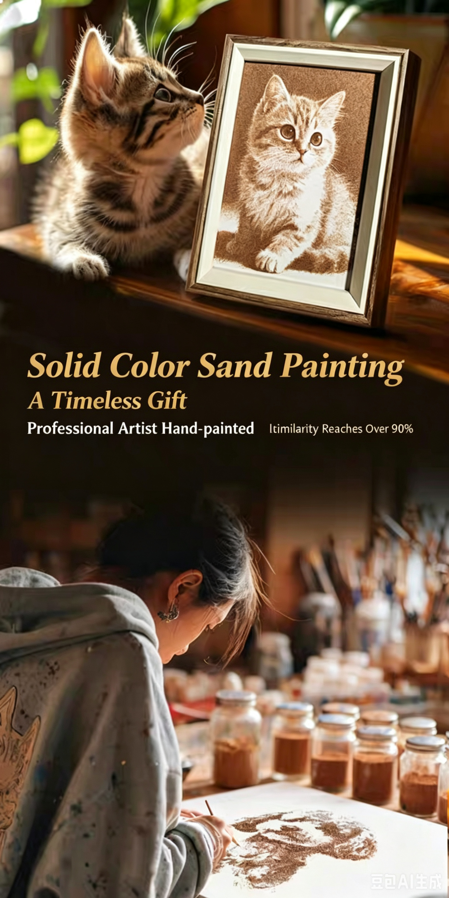 Photo birthday gift, hand-painted sand painting, custom-made, for weddings, girlfriends, wife, bosses, teachers, artistic and creative tabletop displays