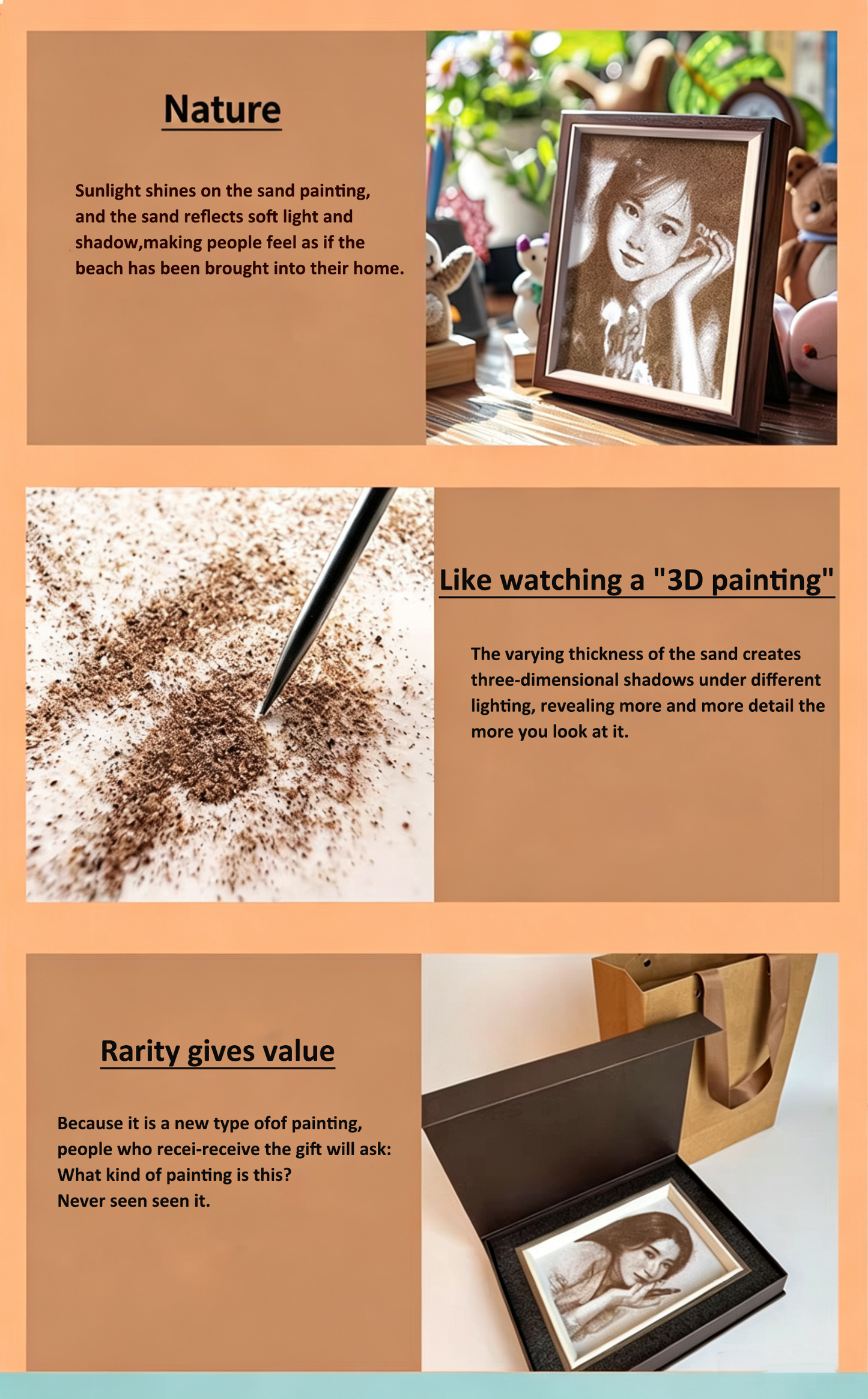 Photo birthday gift, hand-painted sand painting, custom-made, for weddings, girlfriends, wife, bosses, teachers, artistic and creative tabletop displays