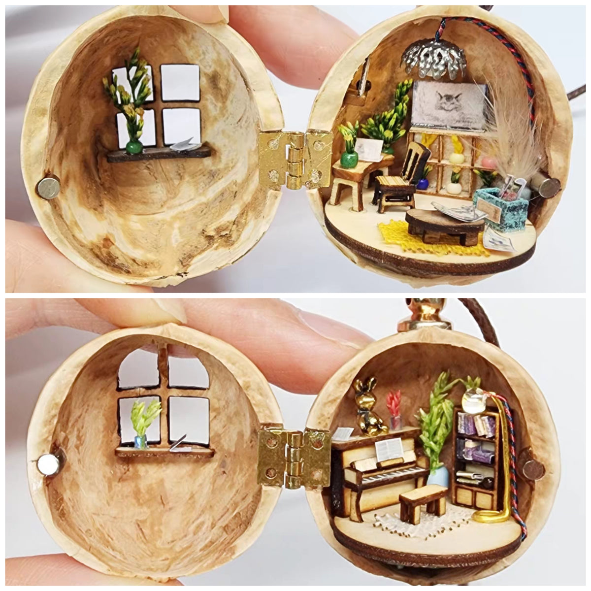 DIY Handmade walnutshellart Mini House: Surprise gift Creative Artwork Dollhouse Kit | Collectible with LED light (Free shipping)
