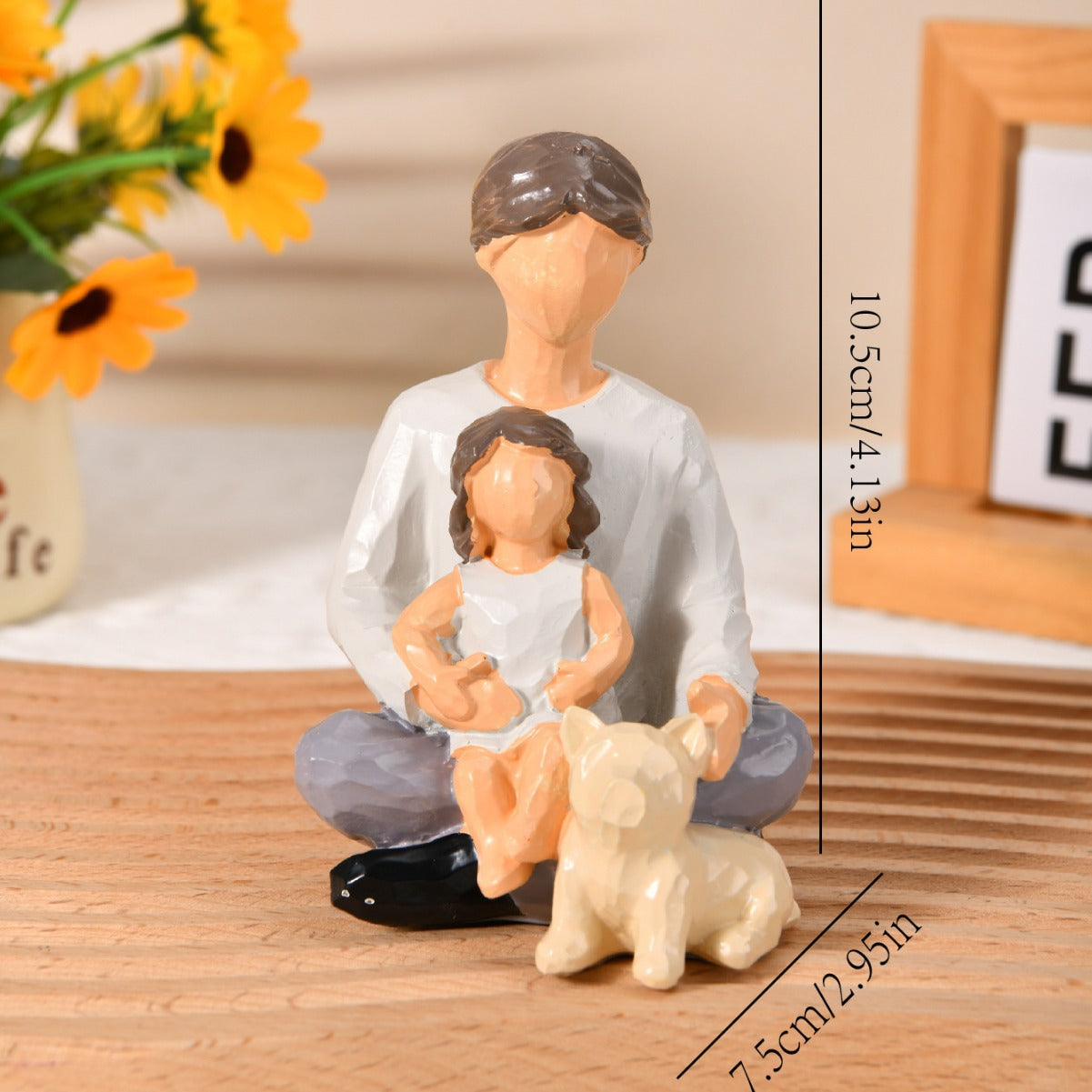 Child Couple with Dog Figurines Ornaments,  A Family Memorials Statues Gifts （Free Shipping）