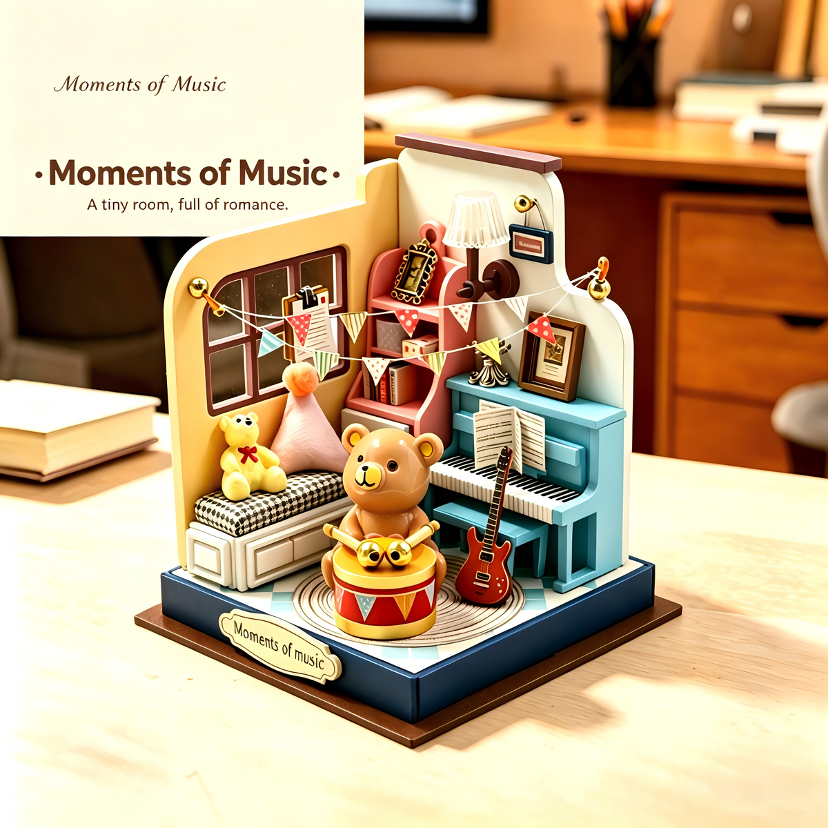 Pandafae DIY Assembled Wooden Dream Music Room Assembly Model House Miniature Scene Ornament Dollhouse Kit (Free shipping)