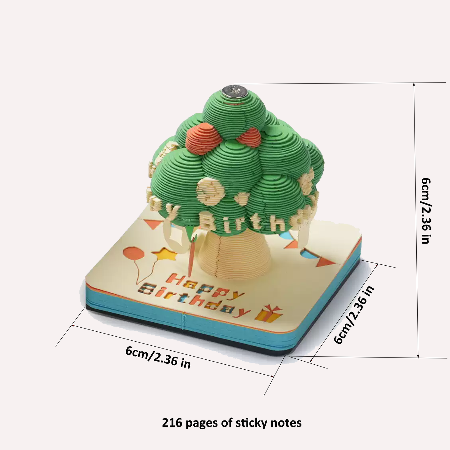 Birthday Wishing Tree 3D Paper Sculpture Sticky Notes, Tearable 3D Relief Artwork Ornament, High-Value Gift