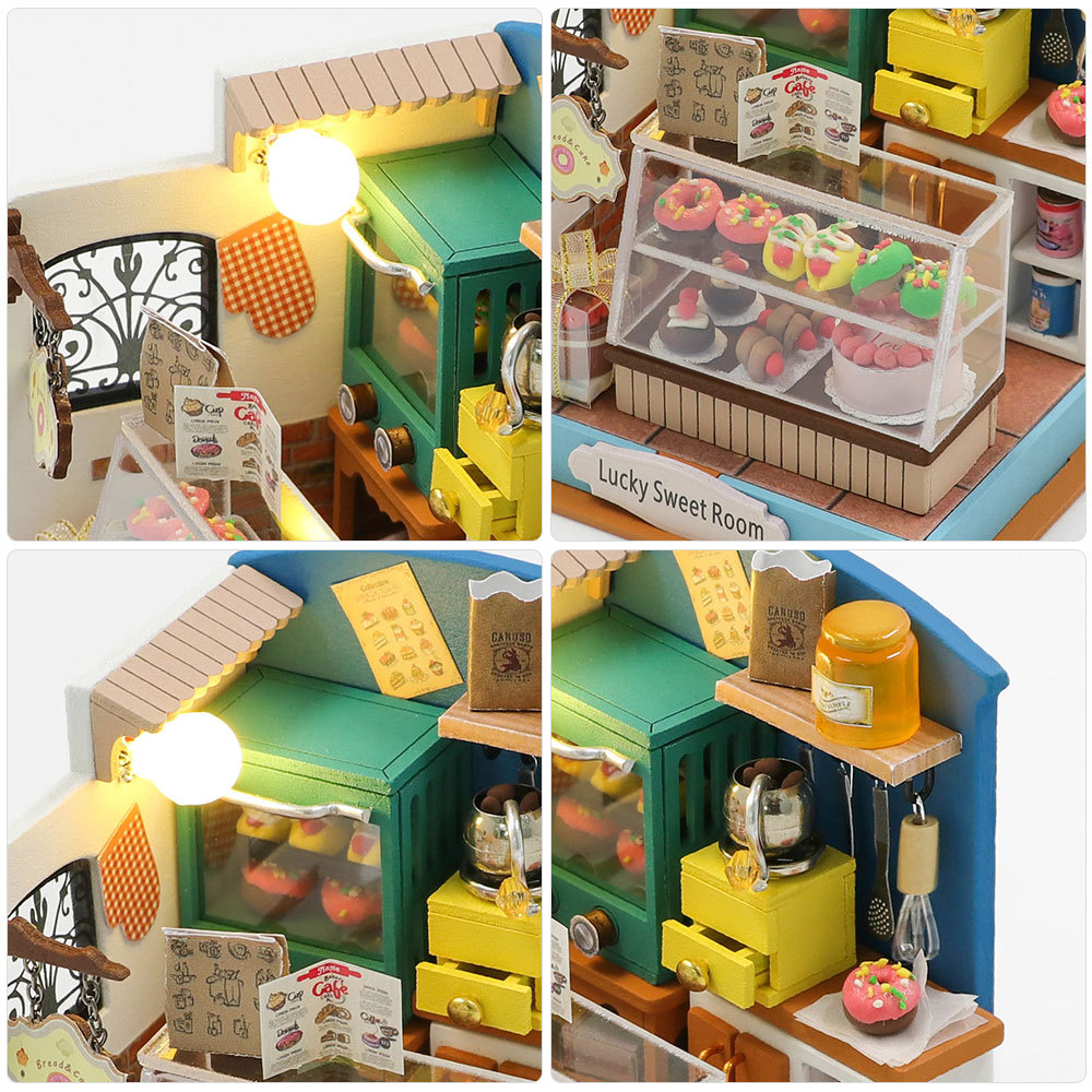 Pandafae Wooden DIY Make a wish Cake Shop House Assembly Model House Miniature Scene Ornament (Free shipping)